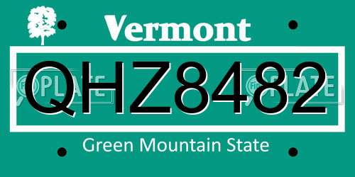 QHZ8482 Vermont License Plate