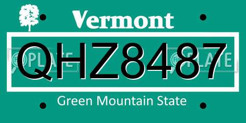 QHZ8487 Vermont License Plate