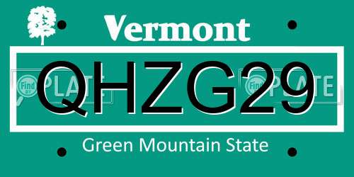 QHZG29 Vermont License Plate