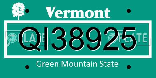 QI38925 Vermont License Plate