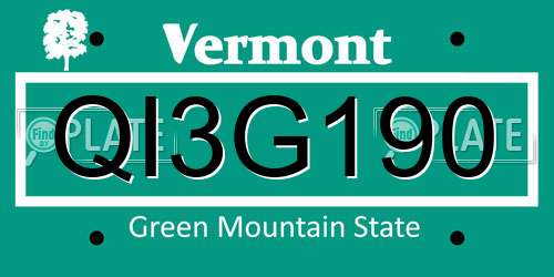 QI3G190 Vermont License Plate