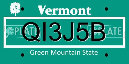 QI3J5B Vermont License Plate