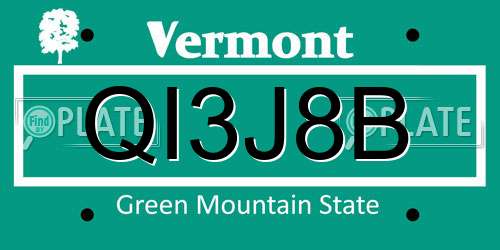 QI3J8B Vermont License Plate