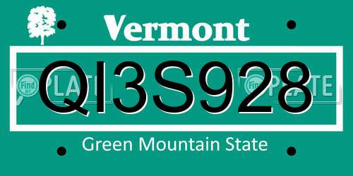 QI3S928 Vermont License Plate
