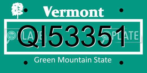 QI53351 Vermont License Plate