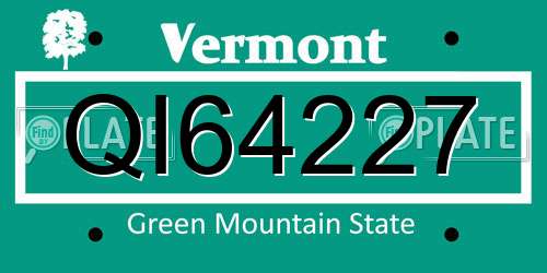 QI64227 Vermont License Plate