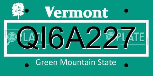 QI6A227 Vermont License Plate