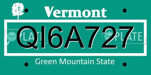 QI6A727 Vermont License Plate