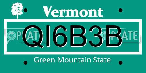QI6B3B Vermont License Plate