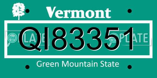 QI83351 Vermont License Plate