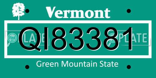 QI83381 Vermont License Plate