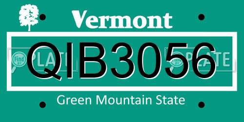 QIB3056 Vermont License Plate