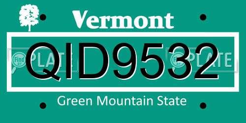 QID9532 Vermont License Plate