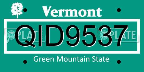 QID9537 Vermont License Plate