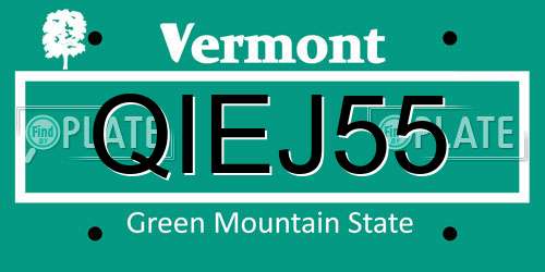 QIEJ55 Vermont License Plate
