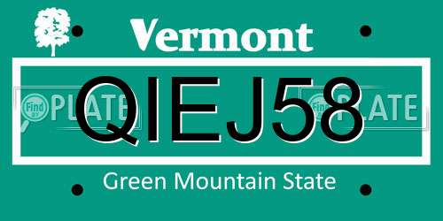 QIEJ58 Vermont License Plate