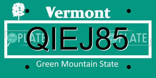QIEJ85 Vermont License Plate