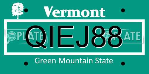 QIEJ88 Vermont License Plate