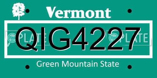 QIG4227 Vermont License Plate