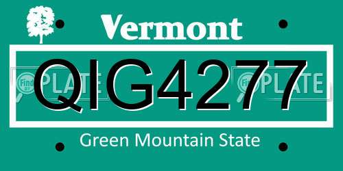 QIG4277 Vermont License Plate
