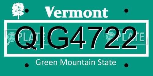 QIG4722 Vermont License Plate