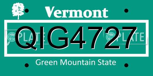 QIG4727 Vermont License Plate