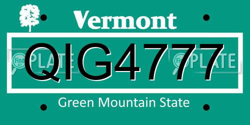 QIG4777 Vermont License Plate