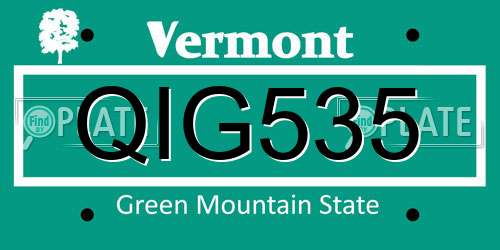 QIG535 Vermont License Plate