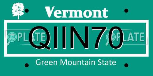 QIIN70 Vermont License Plate