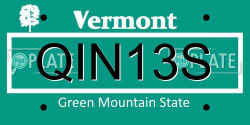 QIN13S Vermont License Plate