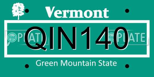 QIN140 Vermont License Plate