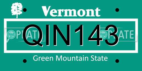 QIN143 Vermont License Plate