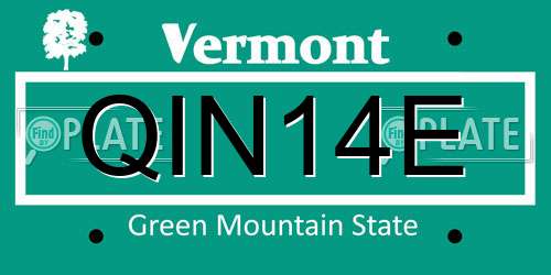QIN14E Vermont License Plate