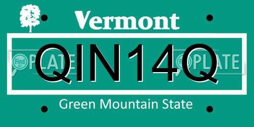 QIN14Q Vermont License Plate