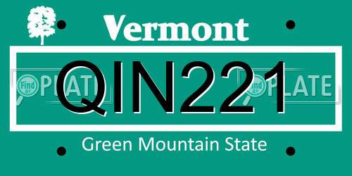 QIN221 Vermont License Plate