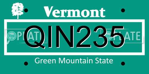 QIN235 Vermont License Plate