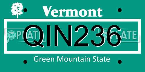 QIN236 Vermont License Plate
