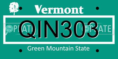 QIN303 Vermont License Plate