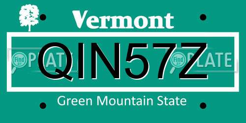 QIN57Z Vermont License Plate