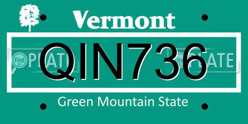 QIN736 Vermont License Plate