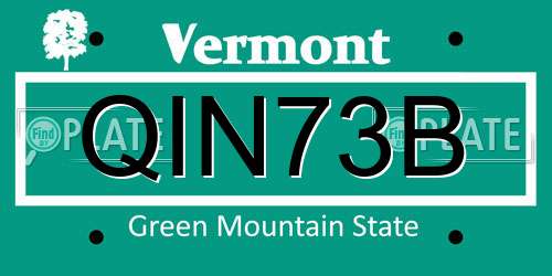 QIN73B Vermont License Plate