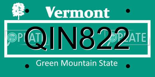 QIN822 Vermont License Plate