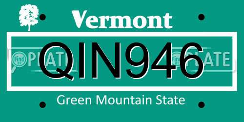 QIN946 Vermont License Plate