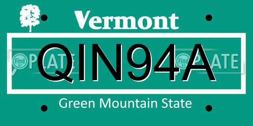 QIN94A Vermont License Plate