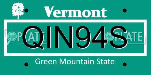 QIN94S Vermont License Plate