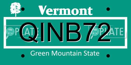 QINB72 Vermont License Plate