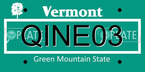 QINE03 Vermont License Plate