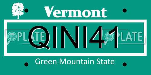 QINI41 Vermont License Plate
