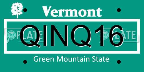 QINQ16 Vermont License Plate