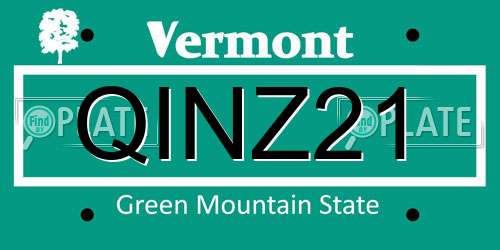 QINZ21 Vermont License Plate